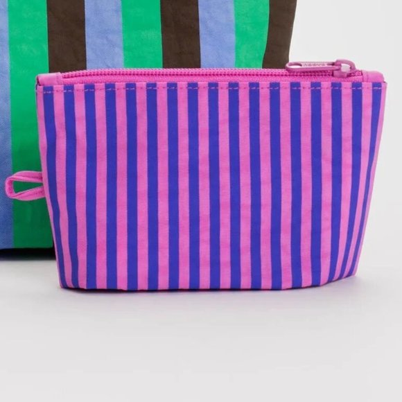 NWOT Baggu Go Pouch Small - Blue Pink Stripe (Vacation Stripe Mix) - Picture 3 of 7